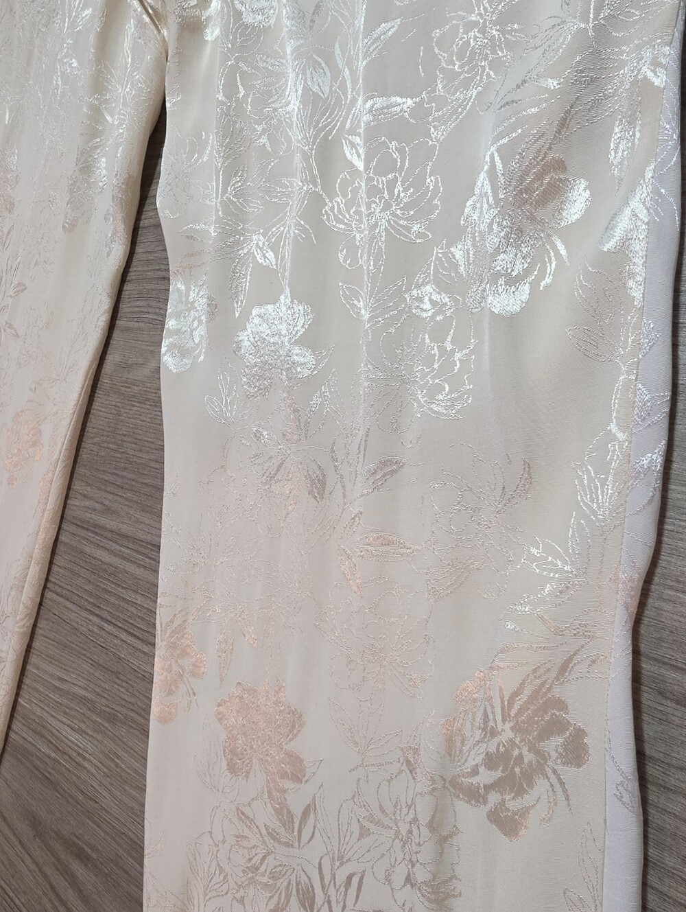 Zara Jacquard Ecru Ivory FLORAL pants - Picture 9 of 11